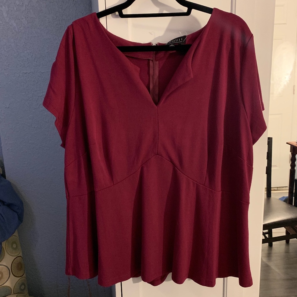 Eloquii Peplum Maroon Top